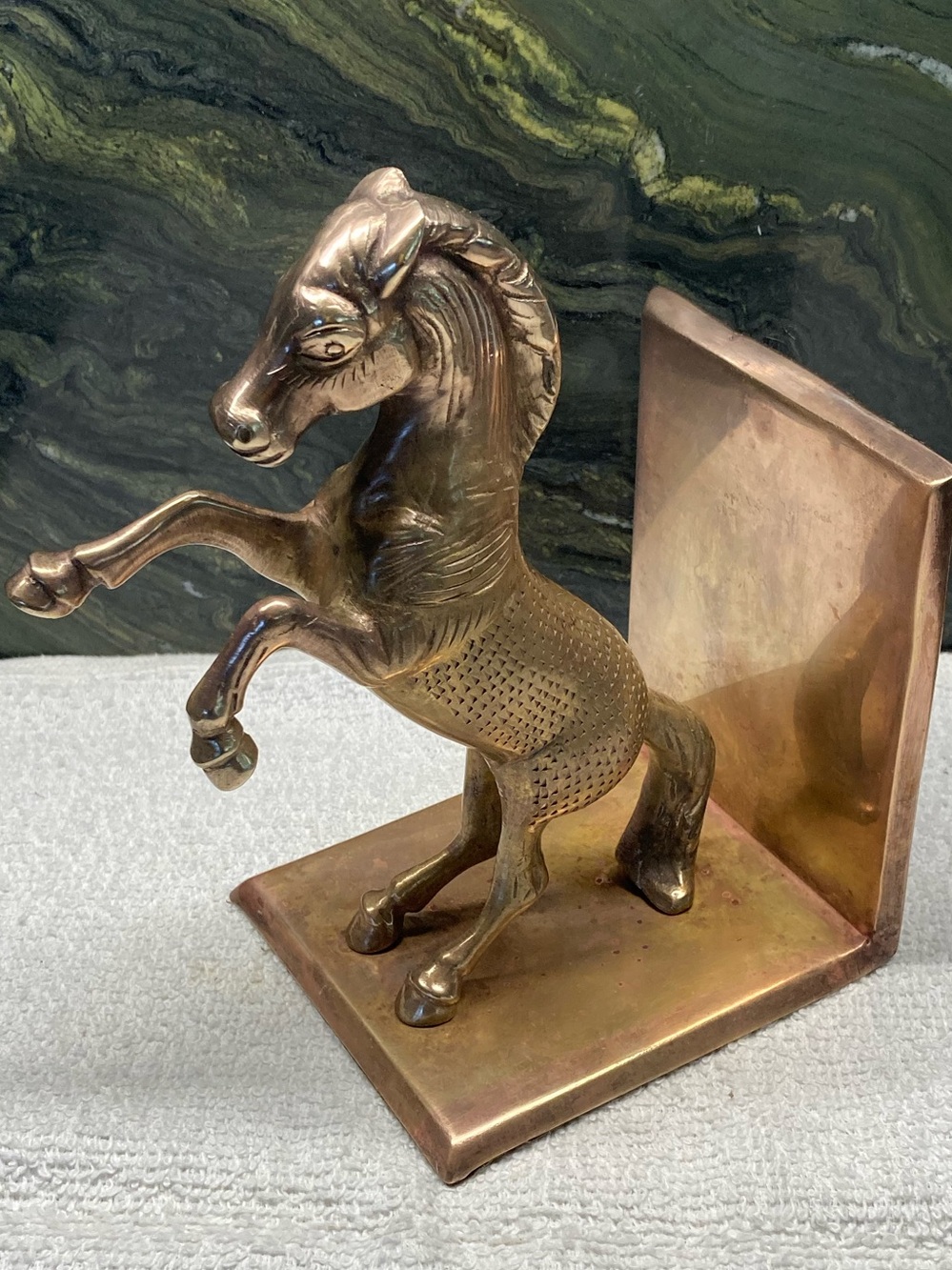 Horse Bookend Brass Sculpture Vintage Golden Finish